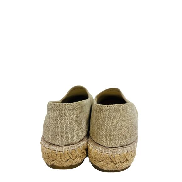CHANEL Beige Black CC Toile Canvas Sequin Espadrilles Flats Size 37 US 7 - Picture 6 of 9